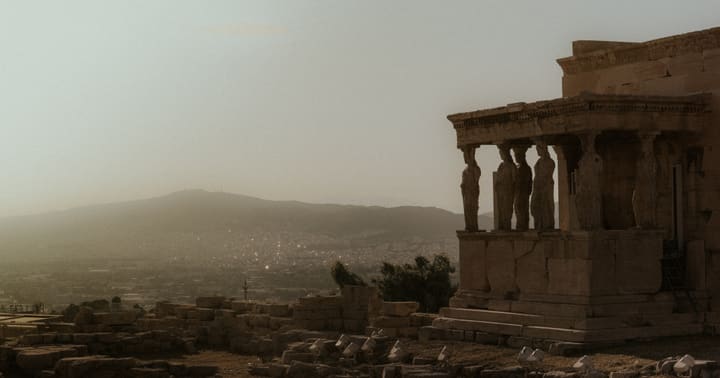Caryatid ruins overlooking Athens